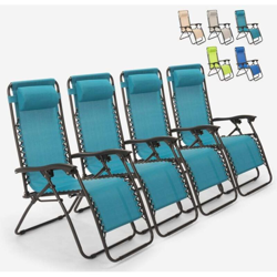 4 sedie sdraio pieghevole multiposizione giardino spiaggia Emily Zero Gravity | Azzurro en oferta