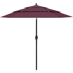 Ombrellone a 3 Livelli con Palo in Alluminio Rosso Bordò 2,5 m - Vidaxl en oferta