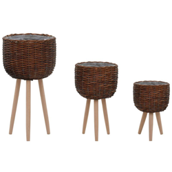 Fioriera 3 pz in Vimini con Rivestimento in PE - Marrone - Vidaxl en oferta