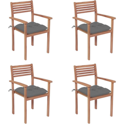 Sedie Giardino 4 pz con Cuscini Grigi in Massello di Teak - Grigio - Vidaxl características
