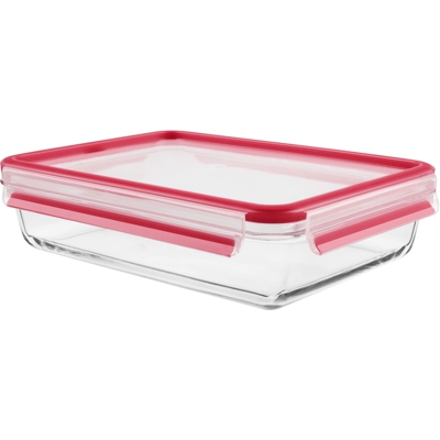 CLIP & CLOSE Glas Rettangolare Scatola 2 L Rosso, Trasparente 1 pz, Casella