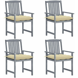 Sedie da Regista con Cuscini 4 pz in Massello di Acacia Grigio - Grigio - Vidaxl precio