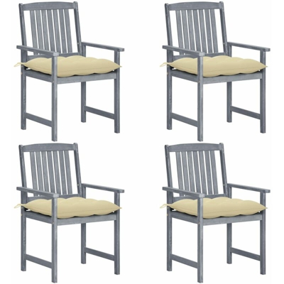 Sedie da Regista con Cuscini 4 pz in Massello di Acacia Grigio - Grigio - Vidaxl