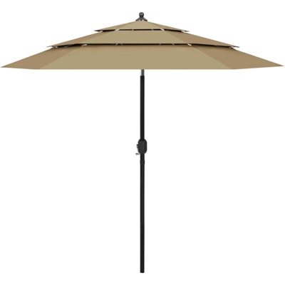 Ombrellone a 3 Livelli con Palo in Alluminio Grigio Talpa 2,5 m - Vidaxl