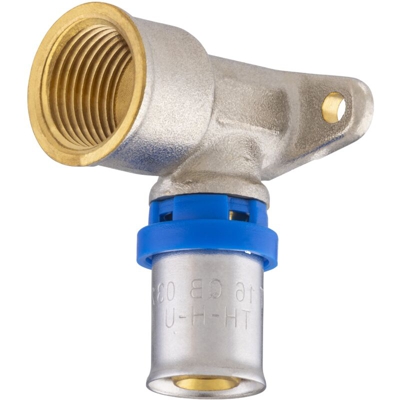 Multistrato a pressare raccordo a gomito con staffa multiprofilo femmina F15x21 Ø16 NOYON & THIEBAULT