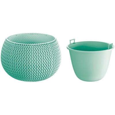 Vaso di fiori tonda con vasca Splofy Bowl in plastica colore saggio 37 (lunghezza) x 37 (larghezza) x 21 (altezza) cm