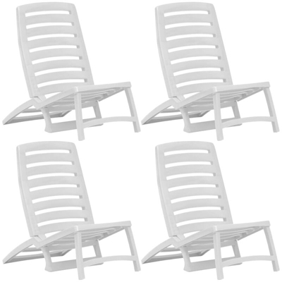 Sedie Pieghevoli da Spiaggia per Bambini 4 pz Plastica Bianca - Bianco - Vidaxl