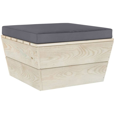 vidaXL Ottomana da Giardino su Pallet con Cuscino in Legno di Abete - Antracite