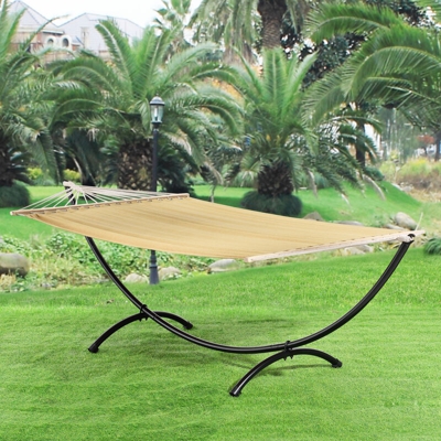 Amaca XXL con telaio (beige) (150 x 300 cm) Sedia sospesa / Dondolo sospeso / Amaca