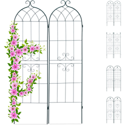 Set 2 Grigliati Giardino per Rampicanti, in Metallo 180x50cm Design a forma di arco, ad Incastro, Verde Scuro características
