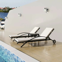 Lettini Prendisole con Tavolino in Polyrattan Nero en oferta