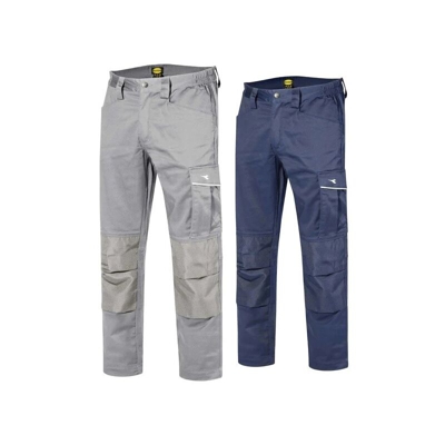DIADORA UTILITY ROCK PANTALONE PANTALONI DA LAVORO OFFICINA ESTIVI-Grigio Acciaio-L Grigio Acciaio L
