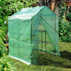 Serra da giardino 143x143x195 cm con 8 ripiani accessibile e con copertura di protezione in PE en oferta