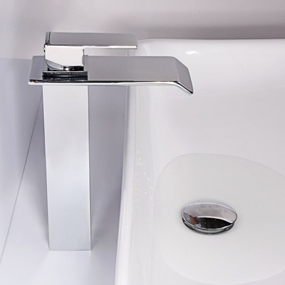 Lookshop - Sofisticato rubinetto lavabo alto con beccuccio a cascata in cromo lucido