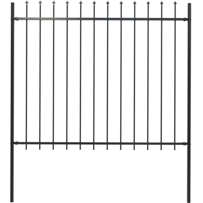 Recinzione Giardino con Punta a Lancia in Acciaio 1,7x1,5m Nera - Nero - Youthup