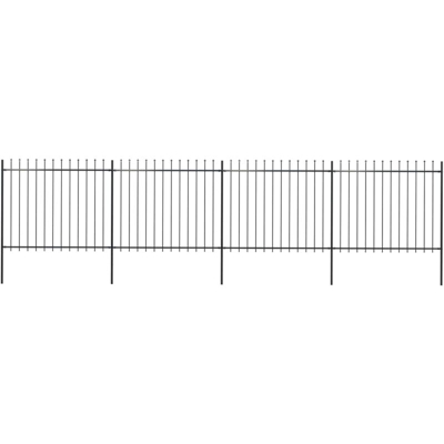 Recinzione Giardino con Punta a Lancia in Acciaio 6,8x1,5m Nera - Nero - Youthup