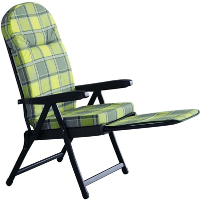 Poltrona A Sdraio Imbottita Reclinabile Cuscino Imbottito Alta Densità, Adatta A Giardino, Portico, Piscina E Relax Con Carrello Poggiapiedi A