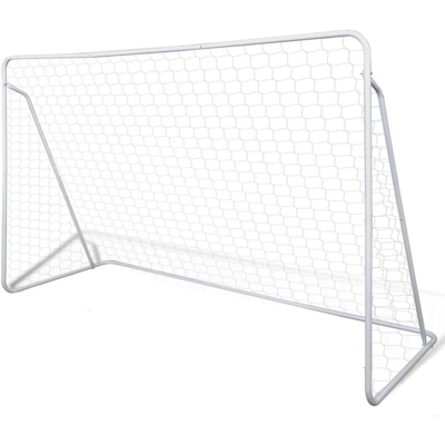 YOUTHUP Set Porta da Calcio in Acciaio 240 x 90 x 150 cm Alta Qualità - Bianco