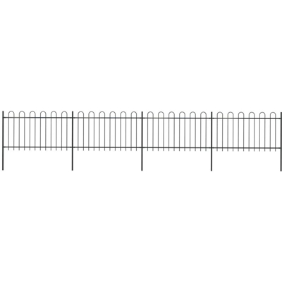 Recinzione da Giardino con Punta Tonda in Acciaio 6,8x1 m Nera - Nero - Youthup