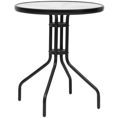 Tavolo da Giardino Nero Ø60x70 cm in Acciaio - Nero - Vidaxl