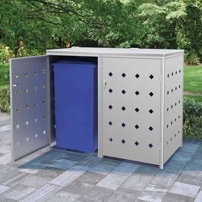 Copribidone per Spazzatura Doppio 240 L in Acciaio Inox - Argento - Youthup