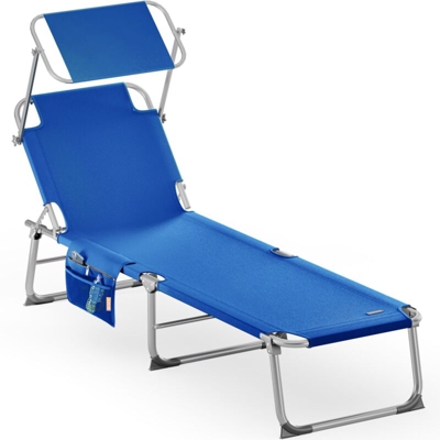 Lettino prendisole pieghevole Ibiza con tetto telaio metallo 190x59x29cm lettino a sdraio mare spiaggia piscina giardino colore a scelta Blu - Casaria