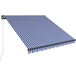 Tenda da Sole Retrattile Manuale con LED 350x250cm Blu e Bianca precio