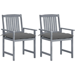 vidaXL Sedie da Regista con Cuscini 2 pz in Massello di Acacia Grigio - Grigio en oferta