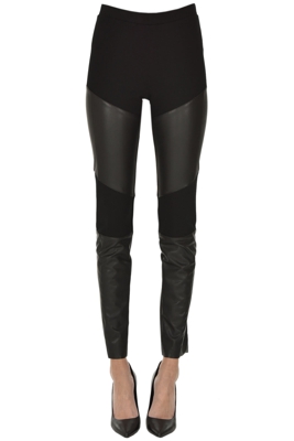 Eco-leather insert leggings