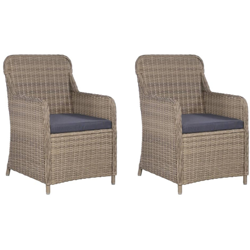 Sedie da Esterno con Cuscini 2 pz in Polyrattan Marrone en oferta