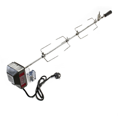 Wiltec - Girarrosto da barbecue 110cm acciaio inossidabile 2 forchettoni Utensile da spiedo