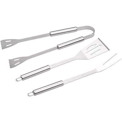Forchetta per barbecue da giardinaggio da esterno per barbecue portatile in acciaio inossidabile 430 + pala + clip Combinazione di 3 pezzi (piccolo