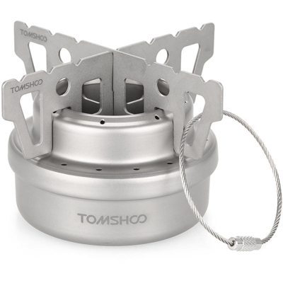 Asupermall - TOMSHOO Outdoor titanio Alcohol Stove & Rack insieme combinato Mini Ultralight portatile stufa Liquid alcool con Croce stand Stufa Rack