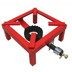 FORNELLONE FORNELLO A GAS 4 PIEDI 30x30CM - BRUCIATORE IN GHISA + UGELLO METANO ROSSO precio