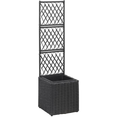 Letto Rialzato con Traliccio 1 Vaso 30x30x107cm Polyrattan Nero - Nero - Vidaxl