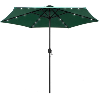Ombrellone con Luci a LED e Palo Alluminio 270 cm Verde - Verde - Vidaxl
