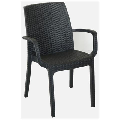 Sedia Poltrona Indiana In Simil Rattan Per Esterno Interno Set 4 Pezzi Antracite