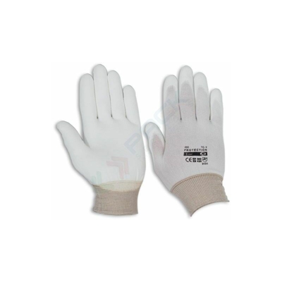 Guanti da lavoro in filato di nylon con palmo in poliuretano, CE, EN 388, colore bianco, taglia 10 (Taglia 10)