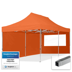 Gazebo Pieghevole Giardino 3x6m - 2 laterali Alluminio Telo PES300 100% Impermeabile Padiglione Mercati Sagre arancione características