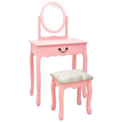 Tavolo Da Trucco Con Sgabello Rosa 65x36x128 Cm Paulownia E Mdf características