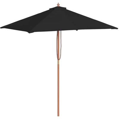 Ombrellone da Esterni con Palo in Legno 150x200 cm Nero - Nero - Vidaxl