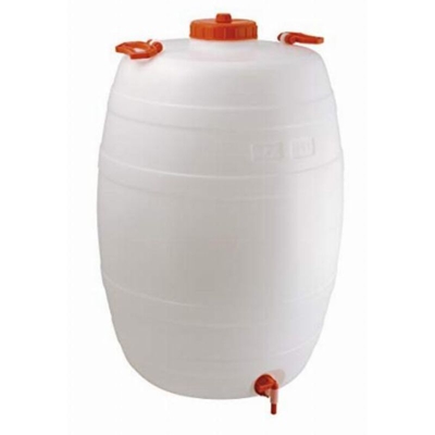 Mobil Plastic - Bottiglione in plastica (HDPE), cilindrico con collo largo e rubinetto, capacità 100 Lt, maniglie laterali in plastica e tappo a vite