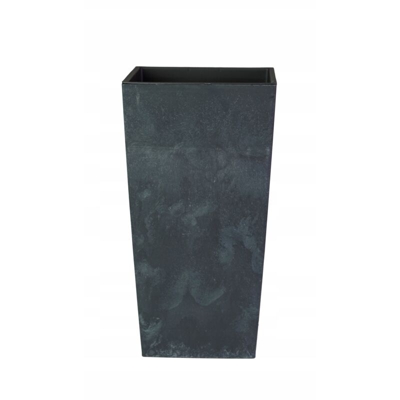 Vaso di fiori Urbi in plastica effetto quadrato alto 11,4 L CON vasca color antracite 37,5 (altezza) x 19,5 (larghezza) x 19,5 (profondità) cm