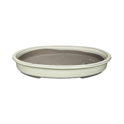 Vaso per bonsai Giapponese Morrisan ovale in gres smaltato bianco 25,5x18,5x4 cm - B23-43b precio