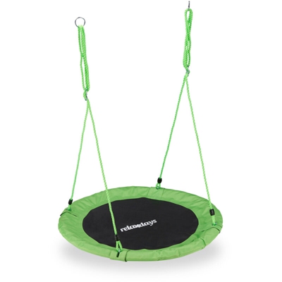 Relaxdays - Altalena da Giardino a Nido, per Bambini e Adulti, Regolabile, Ø 110 cm, Portata Max. 100 kg, Verde