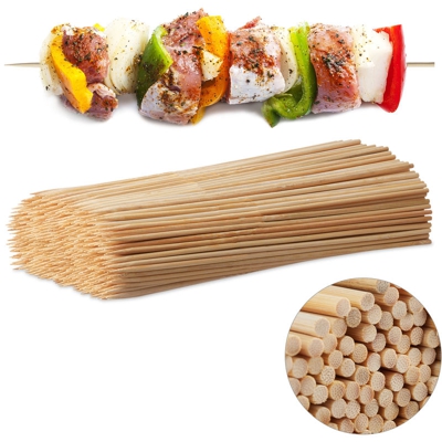 Relaxdays - Stecchini per Spiedini in Legno, 500 pz Bastoncini Bambù, Barbecue, L 30 cm, Spessore 4 mm, Marrone Chiaro