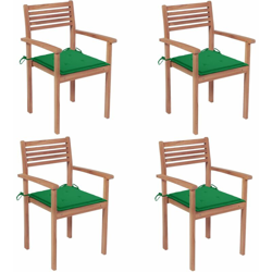 Sedie Giardino 4 pz con Cuscini Verdi in Massello di Teak - Vidaxl en oferta