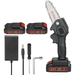 Asupermall - Sega a catena nera, standard europeo, (due batterie e una carica), mini batteria al litio 24V precio