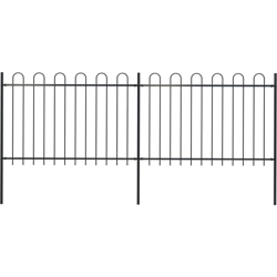 Recinzione Giardino con Punta Tonda in Acciaio 3,4x1,2 m Nera - Nero - Youthup características
