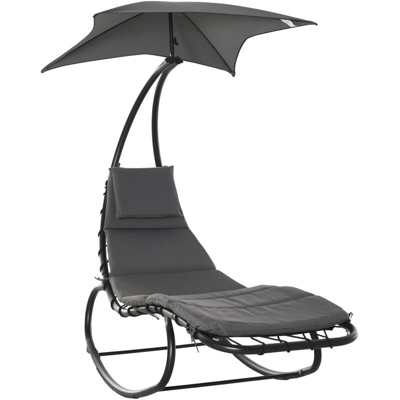 Lettino a Dondolo da Giardino Sdraio Prendisole per Esterno Grigia - Outsunny